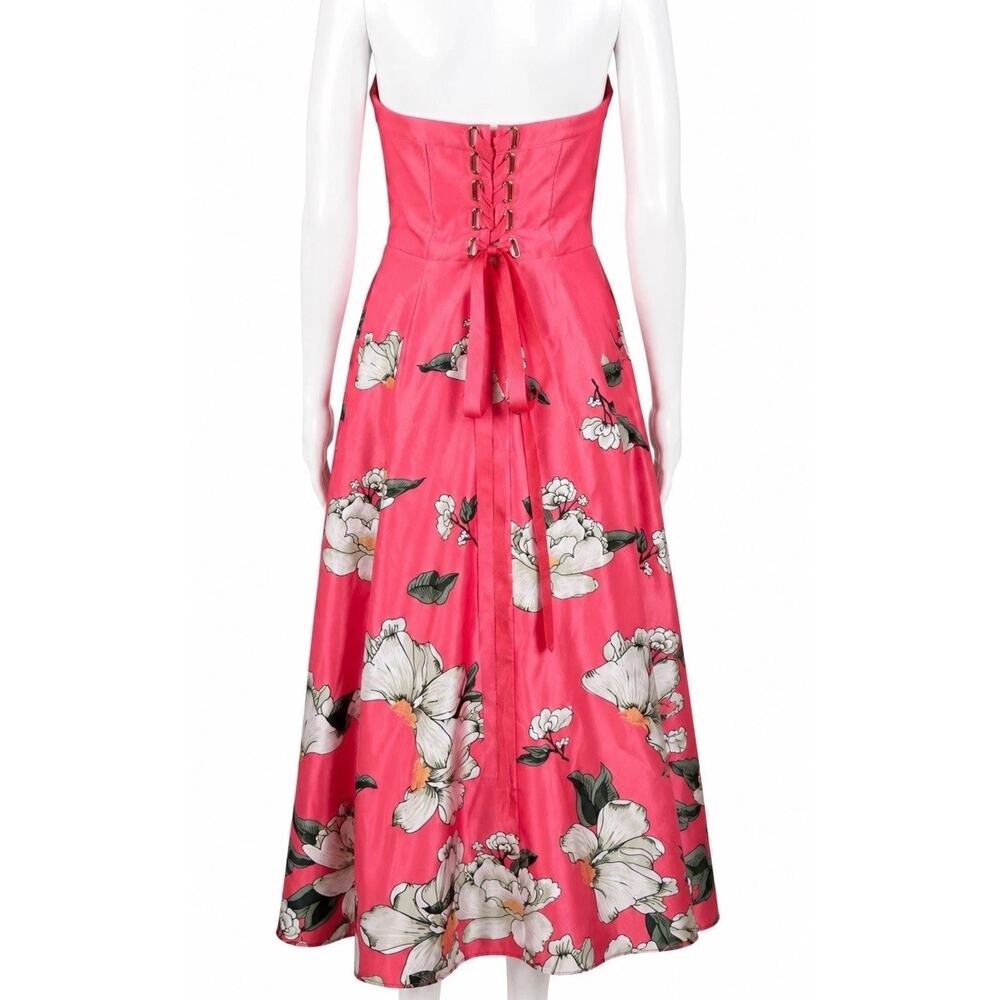 BHLDN Savannah Strapless Floral Satin A-Line Maxi Dress Womens 14 Pink Wedding - Picture 7 of 16